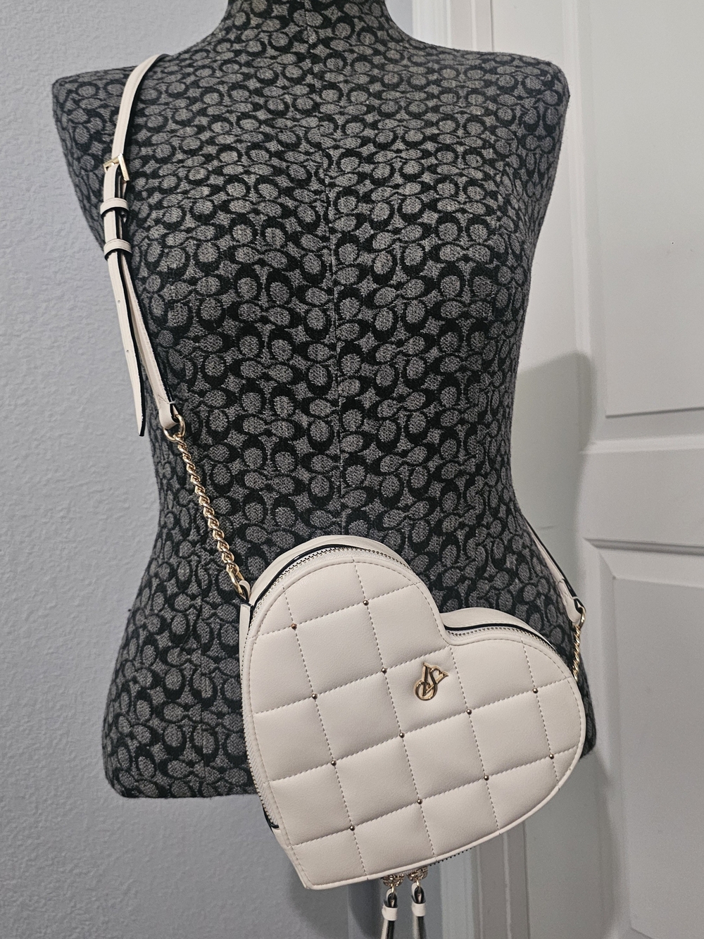 Victoria Secret Quilted Leather Heart Crossbody Purse